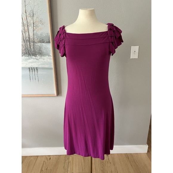 Cynthia Rowley Dresses & Skirts - Cynthia Rowley Dress Pink Knit Stretch dress Sz Medium Boat Neck Loop sleeve